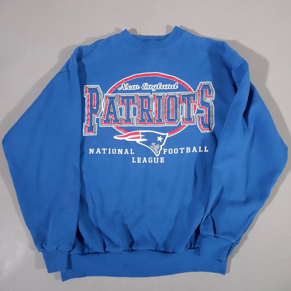 Logo 7 New England Patriots Sweatshirt Mens Large Blue Vintage NFL Crewneck
